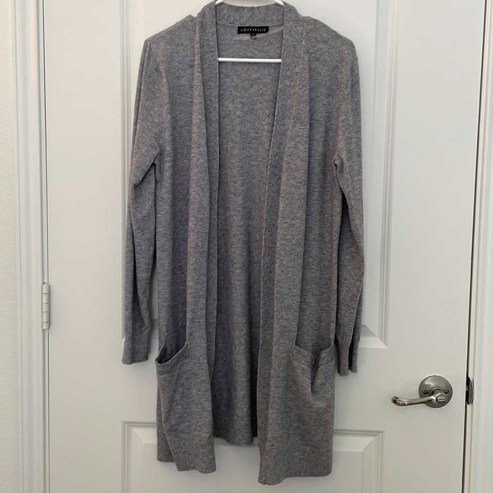 LOVE ELLIE grey open long cardigan